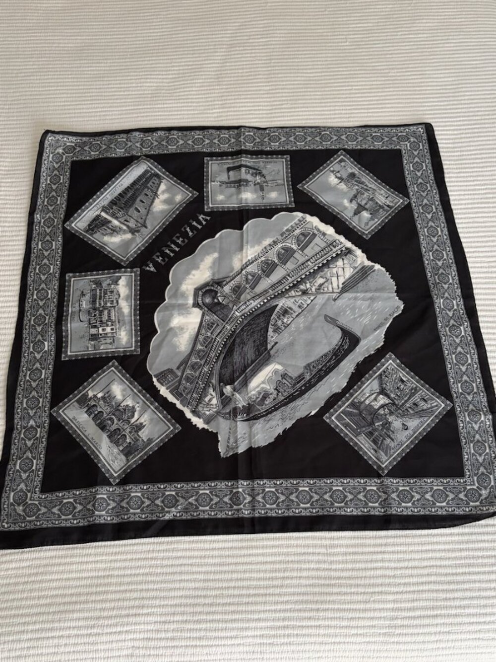 Black & White Venice Motif Scarf